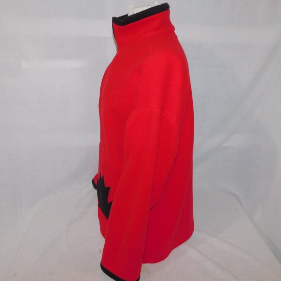VTG Suttles & Seawinds Womes M - L Red Black Maple Leaf Fleece Jacket Canada - Picture 6 of 10